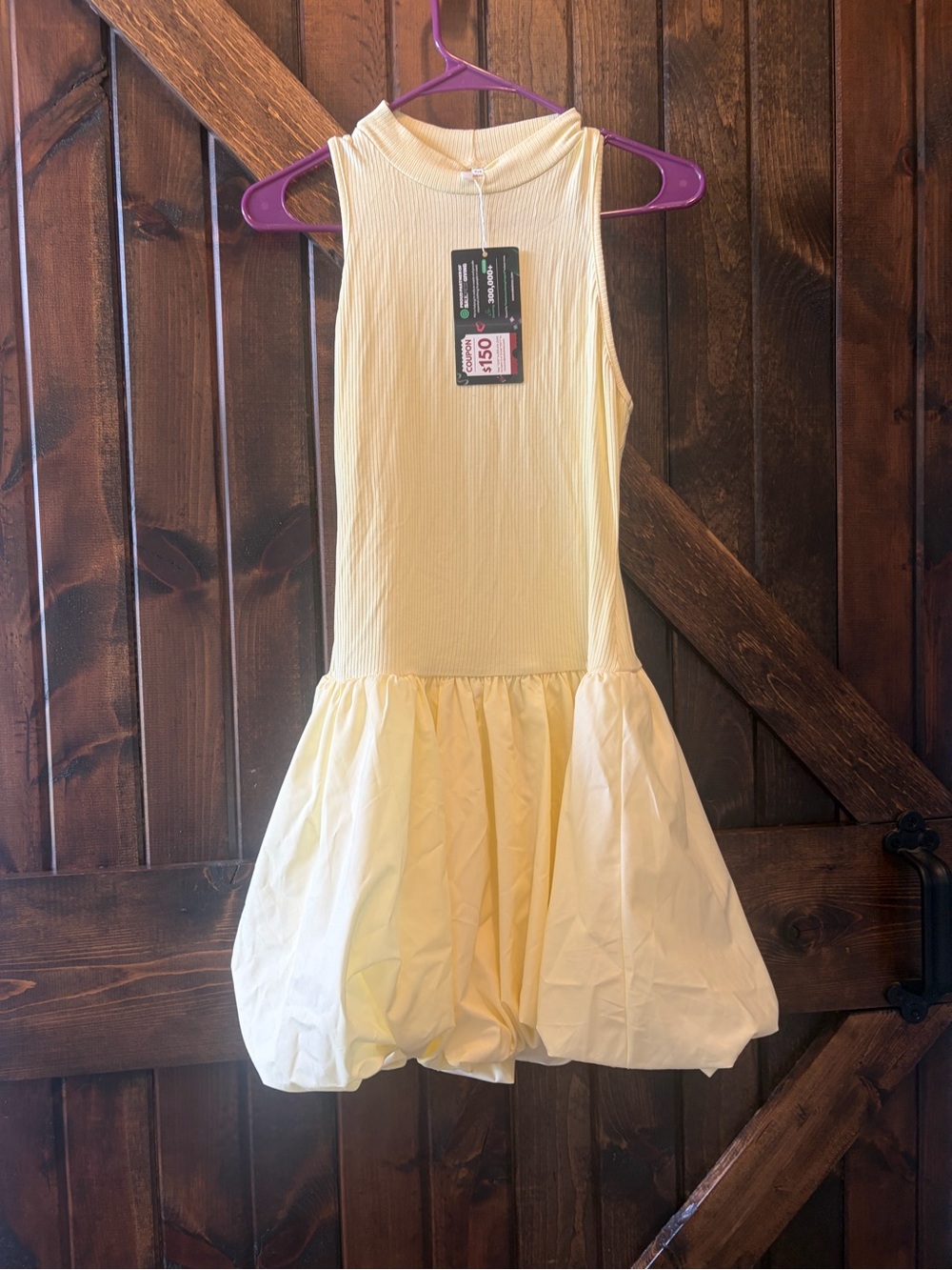 Women’s Yellow Bubble Hem Dress NWT